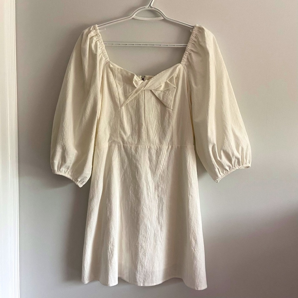 NWT J.O.A. SWEETHEART SMOCKED IVORY DRESS SHOWER WEDDING BRIDAL HONEYMOON TRAVEL
